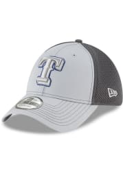 New Era Texas Rangers Mens Grey Neo 39THIRTY Flex Hat