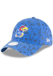 New Era Kansas Jayhawks Blue Floral Peek 9TWENTY Womens Adjustable Hat