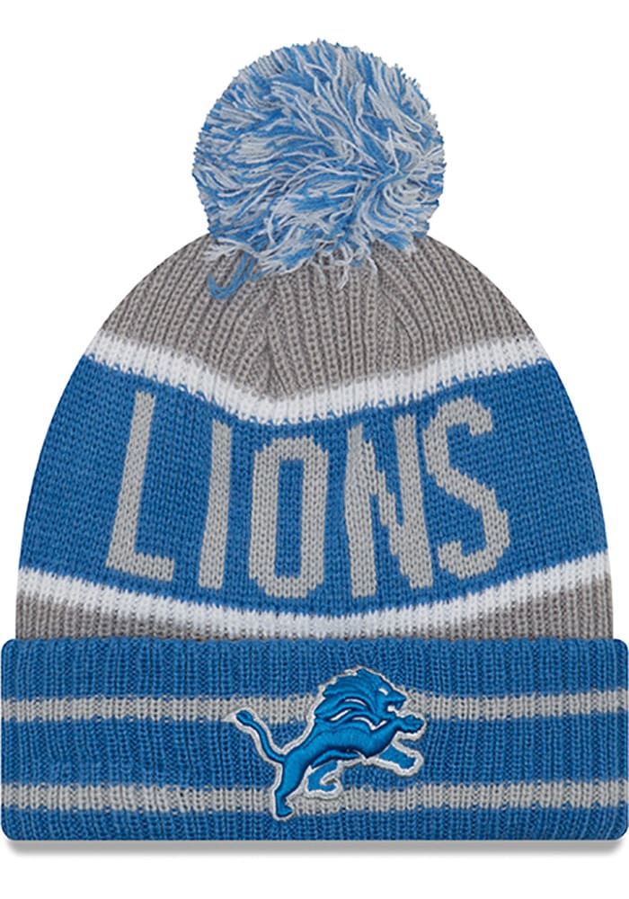 New Era Detroit Lions Blue Banner Block Mens Knit Hat