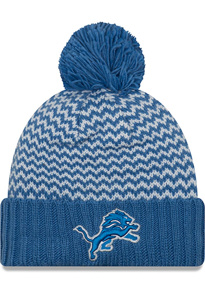 New Era Detroit Lions Blue Patterned Pom Womens Knit Hat