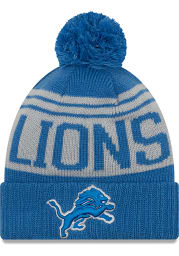 New Era Detroit Lions Blue Team Pride Pom Mens Knit Hat