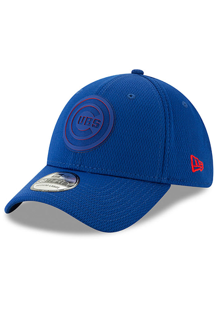 New Era Chicago Cubs Mens Blue 2019 Clubhouse 39THIRTY Flex Hat
