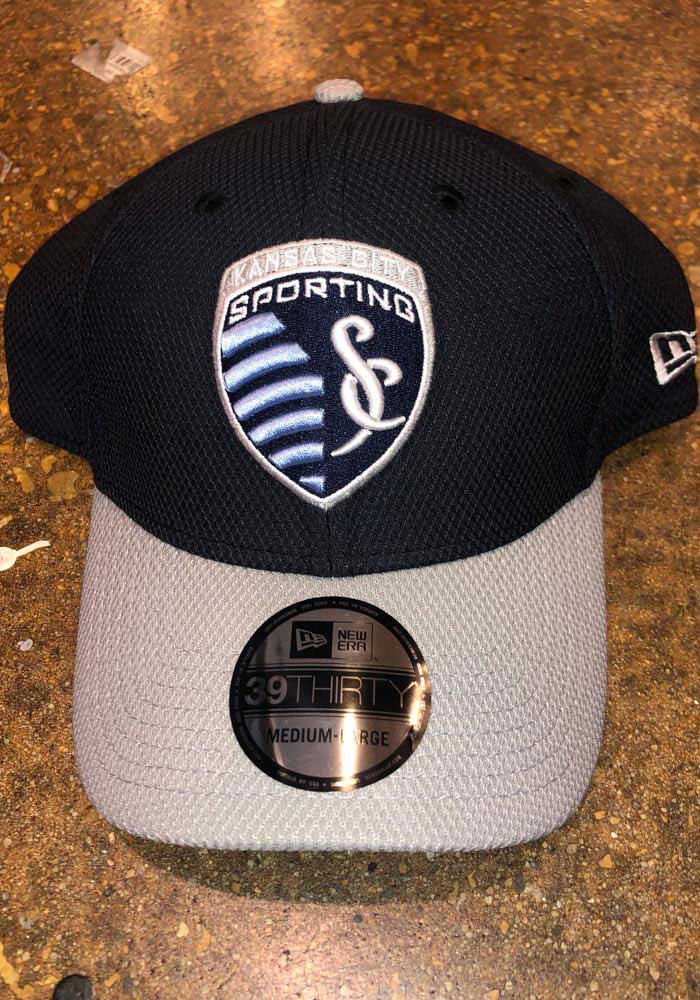 Men's New Era Navy Sporting Kansas City Kick-Off 39THIRTY Flex Hat