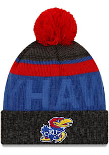New Era Kansas Jayhawks Black Bossed Cuff Knit Mens Knit Hat