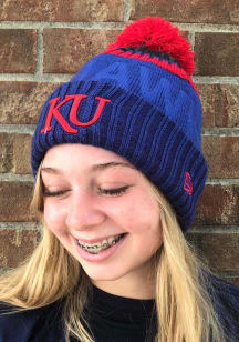 New Era Kansas Jayhawks Blue Tonal Bossed Cuff Knit Mens Knit Hat