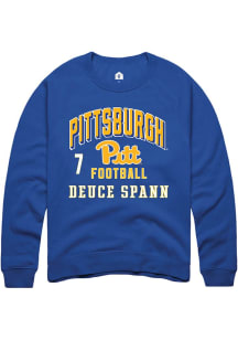 Deuce Spann Rally Mens Blue Pitt Panthers NIL Arch Logo Player Crew