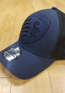 New Era Sporting Kansas City Mens Navy Blue Mega Rip Mesh 39THIRTY Flex Hat