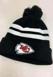 New Era Kansas City Chiefs Black 2-Stripe Cuff Pom Mens Knit Hat