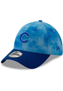 New Era Chicago Cubs Mens Blue 2019 Fathers Day 39THIRTY Flex Hat