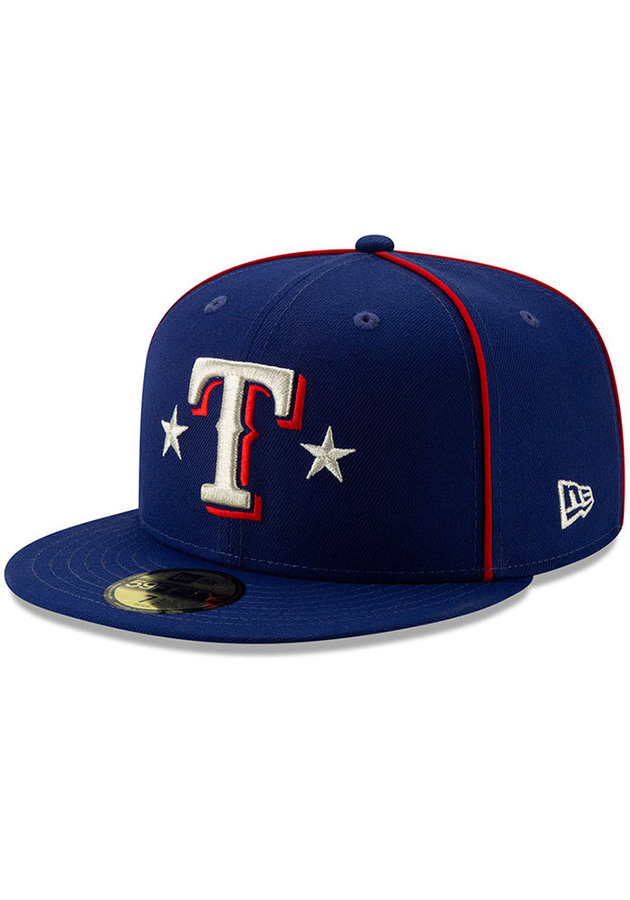 New Era Texas Rangers Patch Pride 59FIFTY Fitted Cap Mens Hat Blue