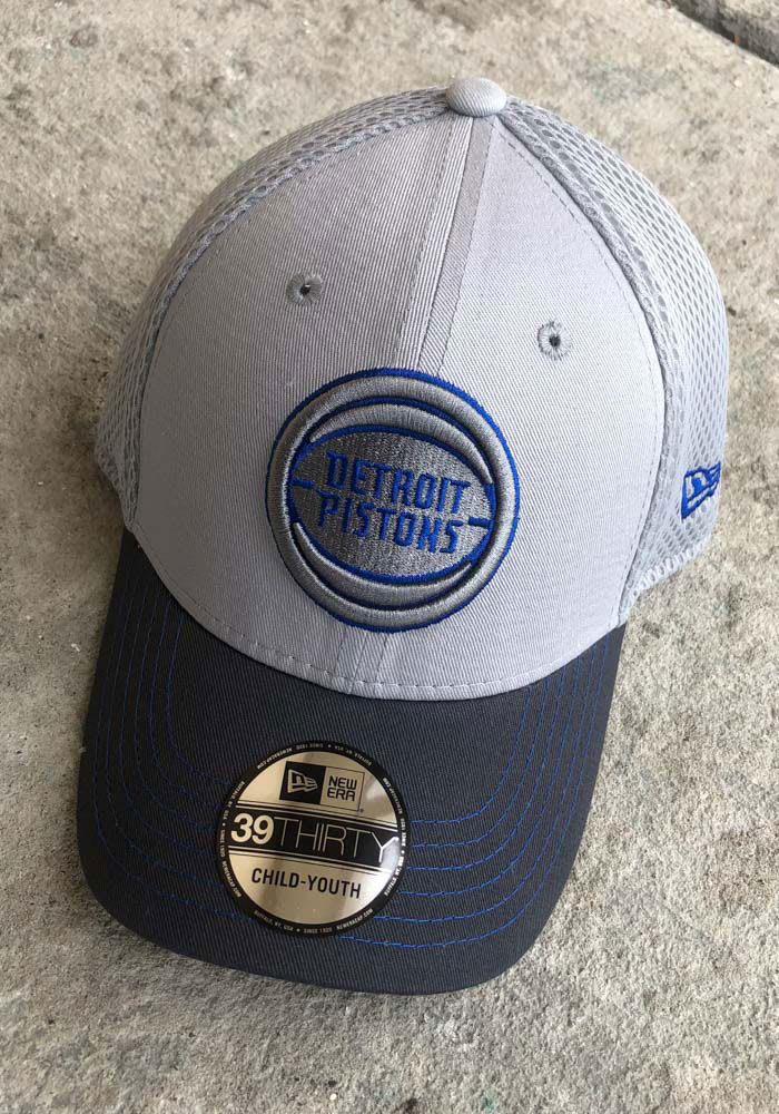 New Era Detroit Pistons Grey JR Gray Neo 39THIRTY Youth Flex Hat