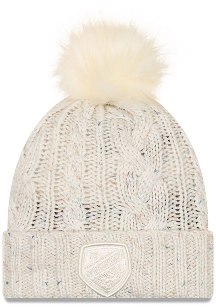 New Era FC Cincinnati White Fuzzy Pom Womens Knit Hat
