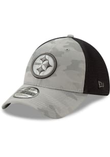 New Era Pittsburgh Steelers Mens Grey Camo Front Neo 39THIRTY Flex Hat
