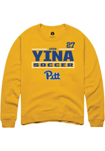 Adoo Yina Rally Mens Gold Pitt Panthers NIL Stacked Box Player Crew
