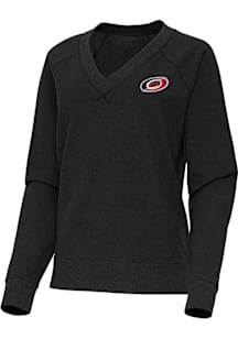 Antigua Carolina Hurricanes Womens Black Varsity Crew Sweatshirt