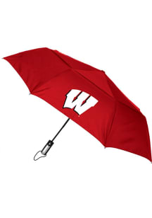 Red Wisconsin Badgers Vented Wind Flow Umbrella