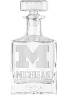 White Michigan Wolverines Crystal Etched Decanter