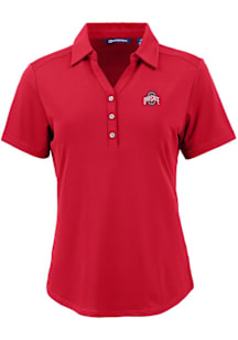 Cutter and Buck Ohio State Buckeyes Womens Red Forge Eco Polo Short Sleeve Polo Shirt
