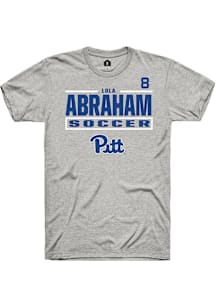 Lola Abraham Pitt Panthers Ash NIL Stacked Box Short Sleeve Player T Shirt