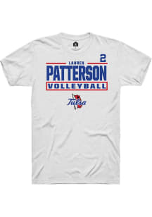 Lauren Patterson Rally Mens White Tulsa Golden Hurricane NIL Stacked Box Player T Shirt