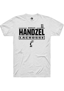 Morgan Handzel Cincinnati Bearcats White NIL Stacked Box Short Sleeve Player T Shirt
