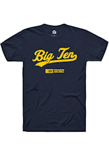 Rally Big Ten Navy Blue Script Design Short Sleeve T Shirt