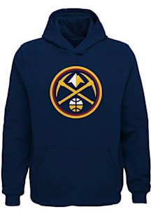 Denver Nuggets Youth Navy Blue Primary Logo Long Sleeve Hoodie