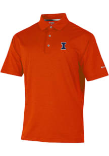 Mens Illinois Fighting Illini Orange Columbia Sand Tee Short Sleeve Polo Shirt