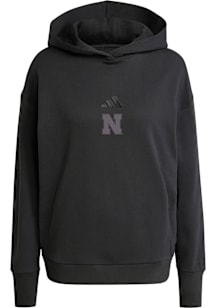 Adidas Nebraska Cornhuskers Womens Black Hooded Performance Hooded Sweatshirt