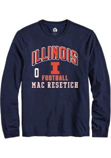 Mac Resetich Mens Navy Blue Illinois Fighting Illini NIL Arch Logo Long Sleeve Player T Shirt