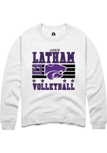 Lauren Latham Rally Mens White K-State Wildcats NIL Striped Player Crew