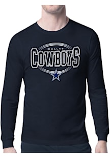 Starter Dallas Cowboys Navy Blue Team Track Long Sleeve T Shirt