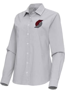 Antigua Portland Trail Blazers Womens Porter Long Sleeve Ash Dress Shirt