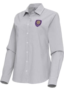 Antigua Orlando City SC Womens Porter Long Sleeve Ash Dress Shirt