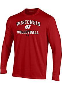 Under Armour Wisconsin Badgers Red Volleyball Performance Long Sleeve T Shirt