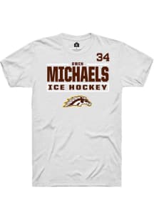 Owen Michaels White Western Michigan Broncos NIL Stacked Box Short Sleeve T Shirt