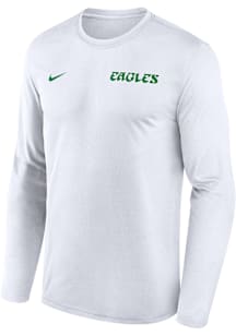 Nike Philadelphia Eagles White Retro Team Name w EST Date Long Sleeve T-Shirt