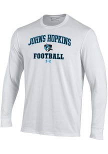 Under Armour Johns Hopkins Blue Jays White Football Performance Long Sleeve T Shirt