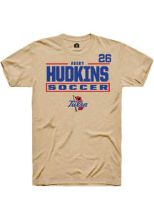 Avery Hudkins Rally Mens Brown Tulsa Golden Hurricane NIL Stacked Box Player T Shirt