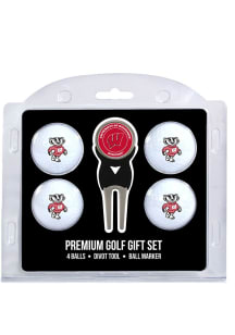 White Wisconsin Badgers Divot Tool 4 Pack Golf Gift Set