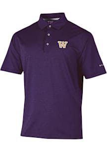 Columbia Washington Huskies Mens Purple Sand Tee Short Sleeve Polo