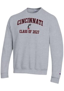 Mens Cincinnati Bearcats Grey Champion Font Class of 2027 Powerblend Crew Sweatshirt