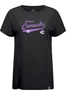Levelwear Vancouver Canucks Womens Black Influx Glide Short Sleeve T-Shirt