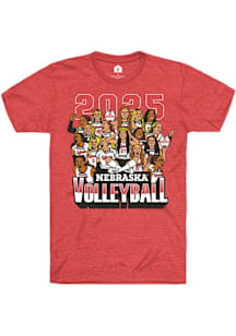 Nebraska Cornhuskers Red Volleyball Roster Caricature Short Sleeve T Shirt