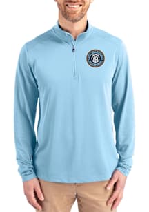 Cutter and Buck New York City FC Mens Light Blue Virtue Eco Pique Long Sleeve Qtr Zip Pullover