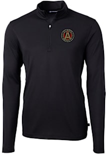 Cutter and Buck Atlanta United FC Mens Black Virtue Eco Pique Long Sleeve Qtr Zip Pullover