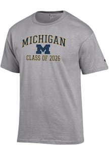 Champion Michigan Wolverines Grey Font Class of 2026 Jersey Short Sleeve T Shirt