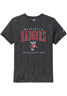Wisconsin Badgers Black Victory Falls Puff Arch Mascot Short Sleeve Fashion T Shirt