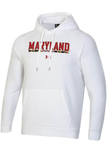 Under Armour Maryland Terrapins Mens White Maryland Bar Rival Long Sleeve Hoodie