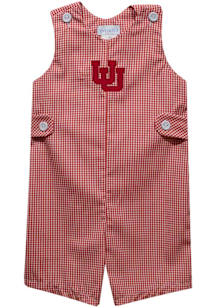 Vive La Fete Utah Utes Toddler Red Gingham Overalls
